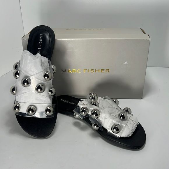 Marc Fisher Bryte 2 Clear Flat Slides size 7M - Picture 1 of 6